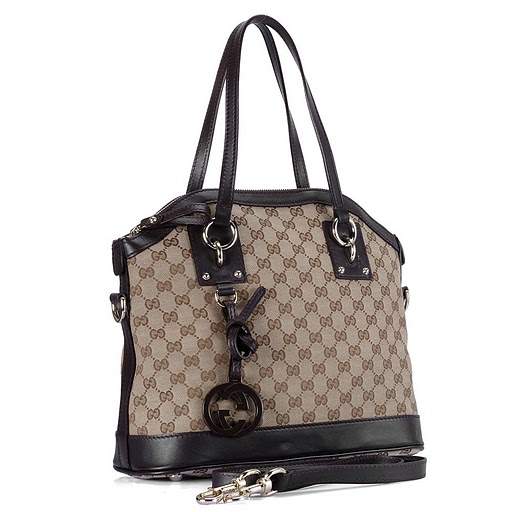 1:1 Gucci 247279 Gucci Charm Medium Top Bags-Coffee Fabric - Click Image to Close